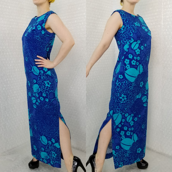 1960s Hawaiian floral maxi dress - Picture 3 of 6